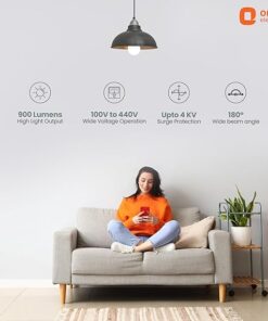 Orient Electric 9W High Glow LED bulb| 180-degree wide beam angle| Voltage surge protection up to 4 kV| 6500K, Cool White| B22d base| Made in India| Pack of 4