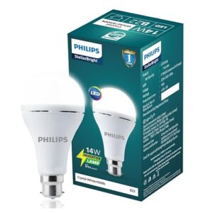 Philips 14W Emergency LED Bulb | Stellar Bright B22 Inverter LED Bulb for Power Cuts | Crystal White, Pack of 1