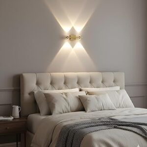 FILLISKA Aluminium Led Luxurious Indoor Up/Down Wall Light Warm White, Shockproof & Rustproof Alluminium Body (2Up 2 Down Gold)(2 Years Warranty)