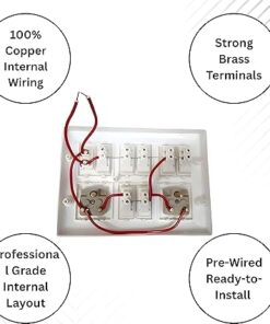 Alternative view of Modular Electrical Switchboard, 6 Switch with 2 Five Pin Socket and Indicator, Premium White Wall Switch Board, Pre-Wired Ready-to-Install, 100% Copper Internal Wiring, Strong Brass Terminals
