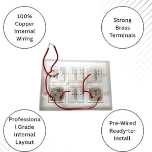 Alternative view of Modular Electrical Switchboard, 6 Switch with 2 Five Pin Socket and Indicator, Premium White Wall Switch Board, Pre-Wired Ready-to-Install, 100% Copper Internal Wiring, Strong Brass Terminals