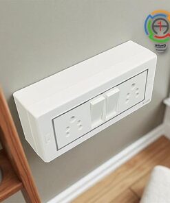 Alternative view of 6 Modular Wall Mounted Switch Board | Premium Silver Finish Modular Gang Box with 2 Flat 10A Switches & 2 Universal 6A Sockets | Safe & Durable for Home, Office & Shop Use