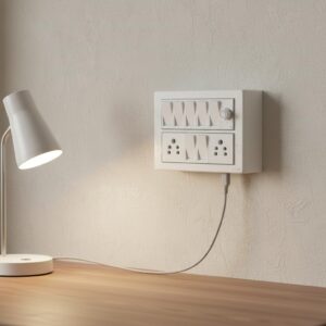 12 Modular Switch Board with 7 Switches, 2 Multi Sockets & 1 Fan Regulator | White Silver Line Gang Box Panel | Electrical Fitting Board for Home, Office & Modular