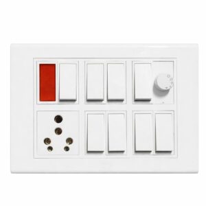 Modular Switch Board 8 Switch + Socket + Regulator switch board, modular switch electrical (White)