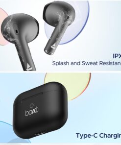 Alternative view of Boat Airdopes Joy, 35Hrs Battery, Fast Charge, IWP Tech, Low Latency, 2Mic ENx, Type-C Port, v5.3 Bluetooth Earbuds, TWS Ear Buds Wireless Earphones with mic(Jet Black)