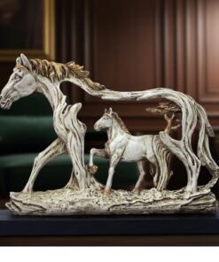 Resin White Running Horse Statue Showpiece - 8.5 Inch | Home Decor Items for Hall Showcase, Living Room & Bedroom | Resin Home Decor Showpiece for Gift Purpose