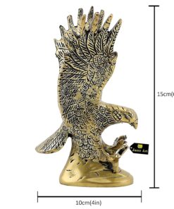 Alternative view of Brass Flying Eagle (6 inches and 550g) Statue Hawk Sculpture Decorative Handmade Garuda Statue for Home Decor Office Handcrafted Showpiece Vastu Gift Item (Golden), Bird