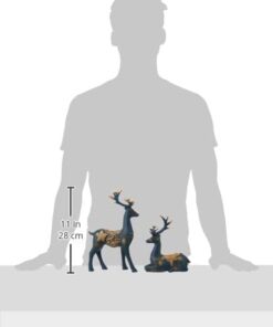 Alternative view of Amazon Basics Creative Resin Golden Reindeer Sculptures | Beautiful Home Decor Handicraft Resin | Elevates Energy of Your Room (Pack of 2, Blue)