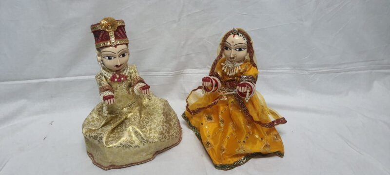 12 Inch Rajasthani Wooden Isar Gangaur Idol | Traditional Handcrafted Isar MATA Statue for Pooja, Home Temple, Festival Decoration, Cultural Gift | Wooden Ethnic God Showpiece(Yellow)