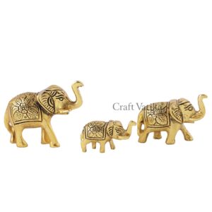 Alternative view of CraftVatika Set of 3 Metal Trunk Up Elephant Family Statue Showpiece Figurine -Fengshui Vastu Lucky - Decorative Items for Home Living Room Decor Living Room Office Desktop & Gifting,Corporate Gift