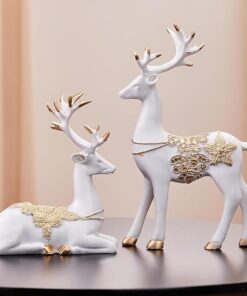 Alternative view of Amazon Basics Creative Resin Golden and White Reindeer Sculptures | Beautiful Home Decor Handicraft Resin | Elevates The Energy of Your Room (Pack of 2, White and Golden)
