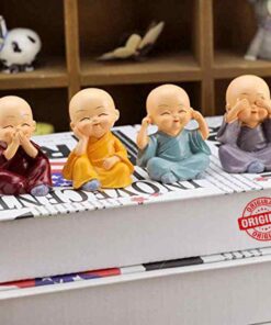 The Package Contains:- 4 Miniature Buddha Monk Set | Product Size: 5cm X 3cm