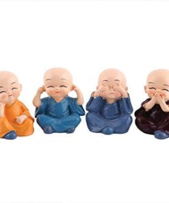 Alternative view of The Package Contains:- 4 Miniature Buddha Monk Set | Product Size: 5cm X 3cm