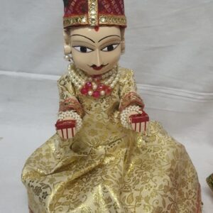 Alternative view of 9 Inch Rajasthani Wooden Isar Gangaur Idol | Traditional Handcrafted Isar MATA Statue for Pooja, Home Temple, Festival Decoration, Cultural Gift | Wooden Ethnic God Showpiece(Yellow)