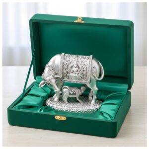 Alternative view of 999 Pure Silver Plated Kamdhenu Cow Idol | 2.5 inch Vastu Home Decor for Pooja Room & Mandir | Symbol of Prosperity & Abundance | Ideal Religious & Spiritual Gift