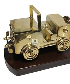 Brass Antique/Vintage Jeep/Car with Woden Base 22 cm