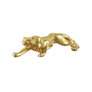 TIED RIBBONS Golden Panther Jaguar Leopard Sculpture Showpiece Animal Figurines Statue (Resin, 4 cm x 18 cm) Decorative Item for Home Decor Living Room Office Table Decoration Gifting