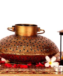 Alternative view of Metal Antique Degchi Dhoop Dani 9 Inch – Heavy Iron Incense & Dhoop Batti Holder for Pooja Mandir, Temple & Home Decor | Vintage Golden Finish Tea Light Candle Stand | Diwali Gift Item