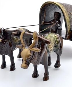 Alternative view of Two Moustaches Brass Covered Village Bullock Cart Showpiece Replica, Brass Vintage Style Showpieces, Standard, Pack of 1