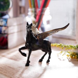 Alternative view of eCraftIndia Antique Finish Brass Flying Angel Horse (12.5 cm x 15 cm x 10 cm, Brown and Black)