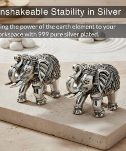 Alternative view of 999 Pure Silver Plated Elephant Idol Pack of 2 | 2 Inch Vastu & Good Luck