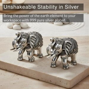 Alternative view of 999 Pure Silver Plated Elephant Idol Pack of 2 | 2 Inch Vastu & Good Luck Showpiece for Home Decor, Mandir & Pooja Room | Auspicious Gifting Choice