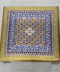 Alternative view of Puja chowki  meenakari work done with brass 18 inch