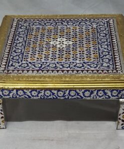 Puja chowki  meenakari work done with brass 18 inch