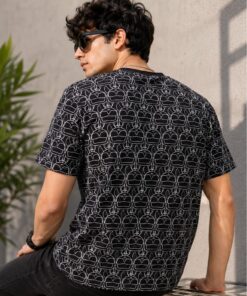 Alternative view of Men's Luxury Monogram Print Black Crew Neck T-Shirt – Karl Lagerfeld Inspired