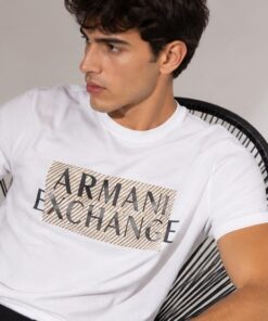 Alternative view of Armani Exchange Men's White Regular Fit Cotton Graphic Printed T-Shirt
