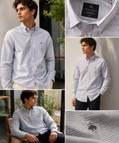 Premium Brooks Brothers Blue Stripe Cotton Shirt for Men – Full Sleeve Smart Casual (M–XXL)