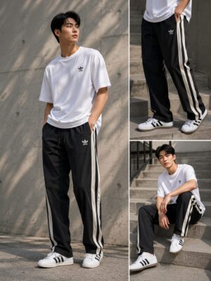 Adidas Originals Men's Classic Three-Stripes Track Pants – Black & White