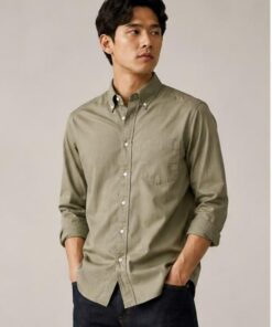 Alternative view of Premium Ralph Lauren Olive Green Cotton Casual Shirt for Men – Classic Full Sleeve Regular Fit