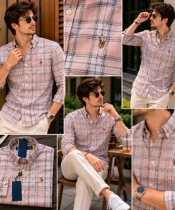 Premium Ralph Lauren Pink Check Cotton Shirt for Men – Classic Full Sleeve Regular Fit