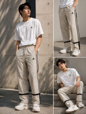 Adidas Men's Premium Utility Cargo Track Pants – Beige & Black
