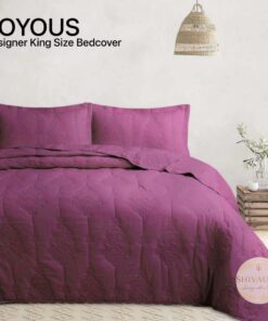 SHIVAURA Joyous Solid King Size Quilted Bedcover with 2 Pillow Covers