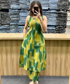 Premium Wedding Season Printed Two Piece Kurti Palazzo Cord Set for Women