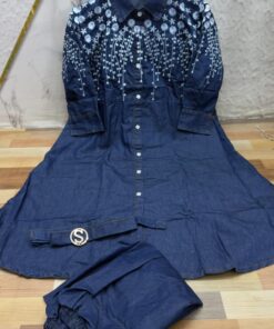 Premium Women's Embroidered Denim Co-Ord Set with Fancy Work – Stylish Casual Wear (S–XXL)