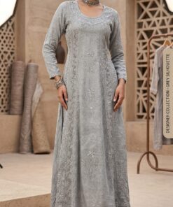 Alternative view of Premium Kashmiri Style Embroidered Long Gown for Women | Side Slit Party Wear Dress