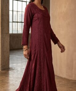 Premium Kashmiri Style Embroidered Long Gown for Women | Side Slit Party Wear Dress