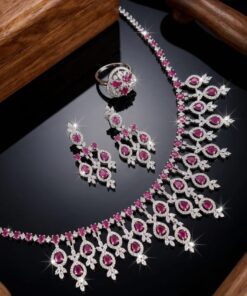 Alternative view of Luxury American Diamond Bridal Necklace Set for Women – Premium Wedding Party Jewellery
