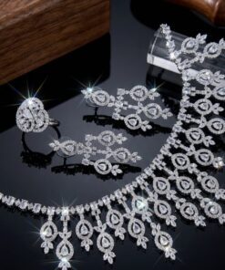 Luxury American Diamond Bridal Necklace Set for Women – Premium Wedding Party Jewellery