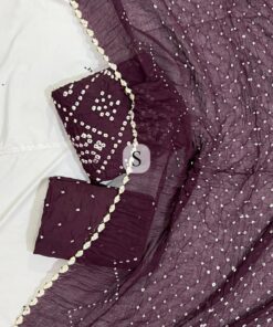 Premium Cotton Satin Bandhej Dress Material for Women | Unstitched Ethnic Suit Set