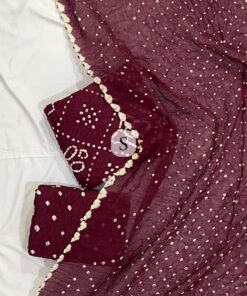 Alternative view of Premium Cotton Satin Bandhej Dress Material for Women | Unstitched Ethnic Suit Set