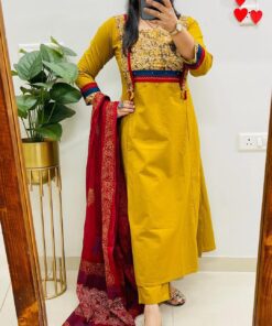 Premium Navratri Cotton Kurti Pant Dupatta Set for Women