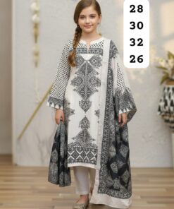 Premium Western Turkish Kids Printed Cord Set with Dupatta – Trendy Ethnic Wear for Girls