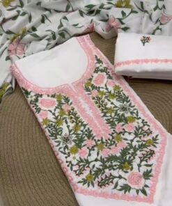 Alternative view of Premium Rayon Cotton Embroidered Fancy Suit Set with Mal Cotton Printed Dupatta for Women
