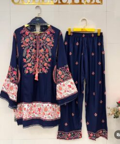 Aasha Designer Premium Rayon Embroidered Unstitched Suit Dress Material with Cotton Dupatta