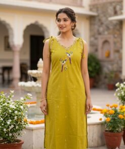 Premium Dhabu Cotton Spaghetti Kurti Pant Set for Women – Heavy Work Designer Cotton Co-Ord Set